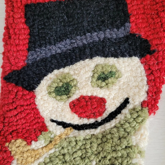 Vintage Wool Christmas Stockings Santa Snowman Yarn Needlework Made in India ×2 - Picture 3 of 6